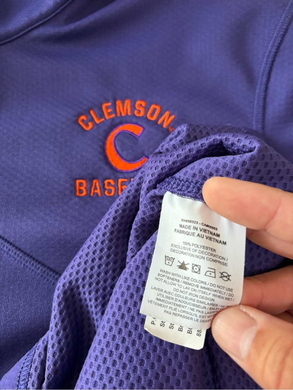 Nike Dri-Fit Clemson Tigers Baseball Training 1/4 Zip, Size: Large - Picture 4 of 6
